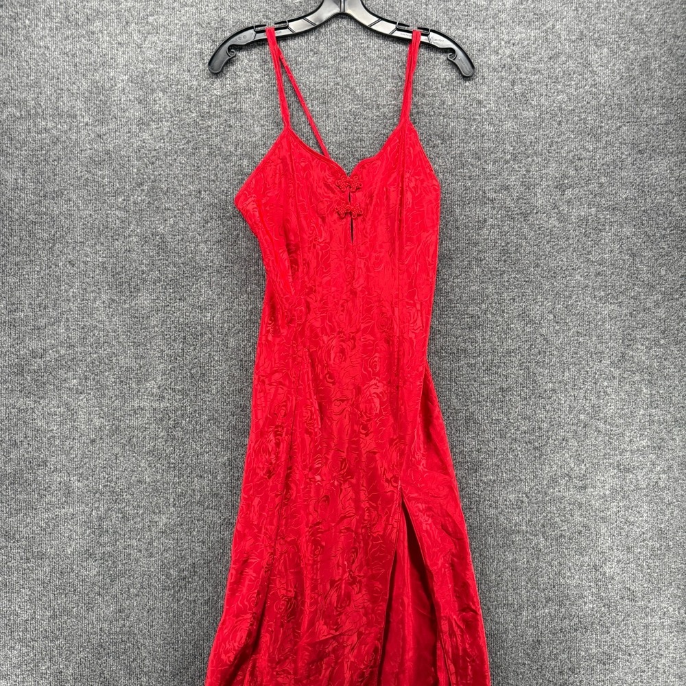 Vintage Expressions Nightgown Dress Womens M Red Cami Slip Babydoll Maxi‎ Slit